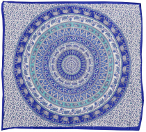 Indian mandala cloth, wall scarf, bedspread mandala print - blue/..