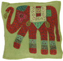 Indian cushion cover, embroidered elephant ethnostyle cushion - l..