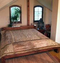 Brocade/velvet quilt, bedspread - beige