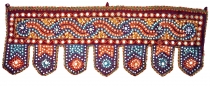Indian tapestry, Oriental pennant with sequins, Toran - bordeaux