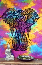 Boho-Style Wandbehang, indische Tagesdecke - Chakra Yogi Elefant..