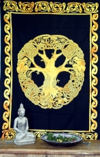 Boho-Style Wandbehang, indische Tagesdecke - Tree of Life / goldg..